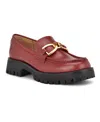 Nine West Women's Gables Round Toe Lug Sole Casual Loafers In Dark Red