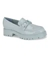 Nine West Gemay Lug Sole Chain Loafer In Light Blue Patent