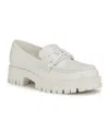Nine West Women's Gables Round Toe Lug Sole Casual Loafers In White