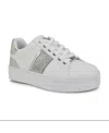 Nine West Gator Platform Sneaker In White,silver