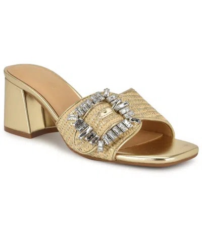Nine West Women's Geanila Block Heel Dress Sandals In Gold