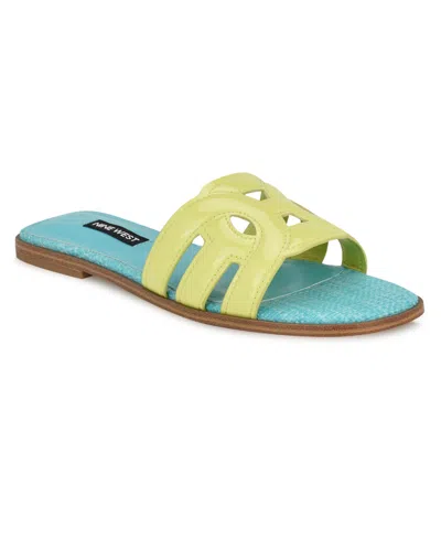 Nine West Women's Geena Cutout Flat Slip-on Sandals In Green