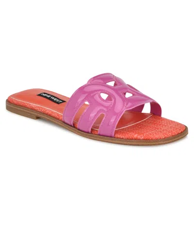 Nine West Women's Geena Cutout Flat Slip-on Sandals In Pink