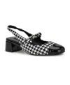 Nine West Geko Mary Jane Cap Toe Pump In Black,white Houndstooth Multi