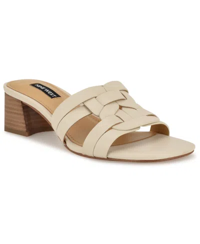 Nine West Women's Gennie Block Heel Dress Sandals In White