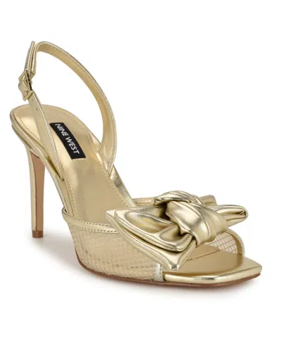 Nine West Women's Gergia Stiletto Heel Open Toe Dress Sandals In Gold