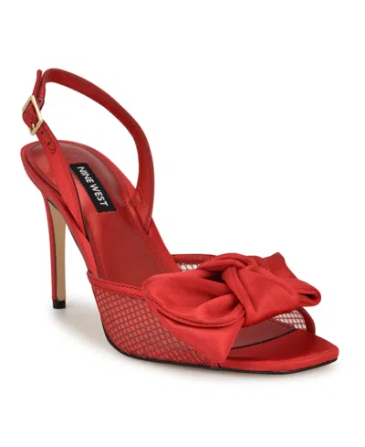 Nine West Women's Gergia Stiletto Heel Open Toe Dress Sandals In Red
