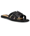 Nine West Germani Womens Leather Square Toe Slide Sandals In Black