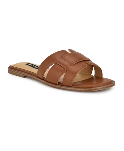 Nine West Women's Germani Casual Slip-on Sandals In Cognac