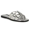 Nine West Women's Germani Woven Flat Slip-on Sandals In Silver Mirror Metallic