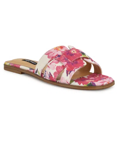 Nine West Women's Germani Woven Flat Slip-on Sandals In Pink