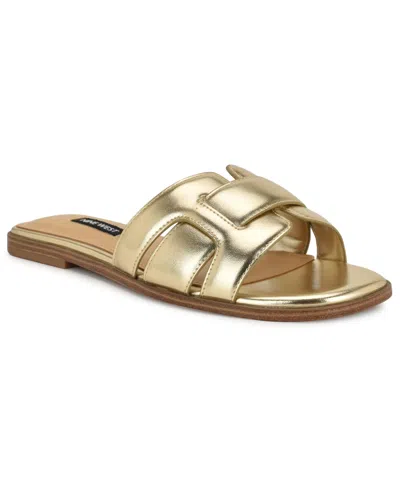 Nine West Glorie Slide Sandal In Gold
