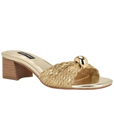 Nine West Women's Gerry Ornamented Slip-on Block Heel Dress Sandals In Multi