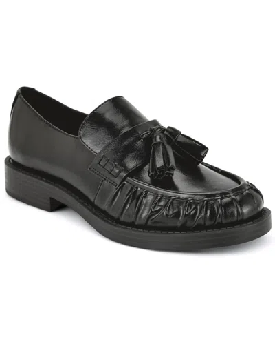 Nine West Women's Gersen Tassels Pleated Slip-on Loafers In Black Patent