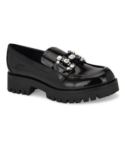 Nine West Women's Glammy Lug Sole Slip-on Casual Loafers In Black Patent