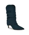 Nine West Glitch Slouchy Foldover Shaft Pointed Toe Boot In Dark Blue