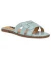 Nine West Glorie Slide Sandal In Light Blue Patent