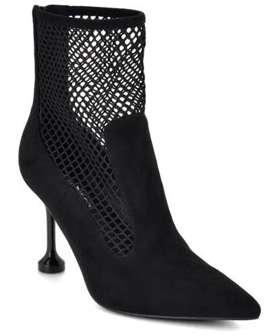 Nine West Goane Fishnet Pointed Toe Ankle Bootie In Black
