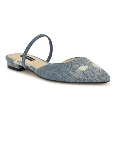Nine West Women's Gorga Pointy Toe Dress Flats In Light Blue Denim