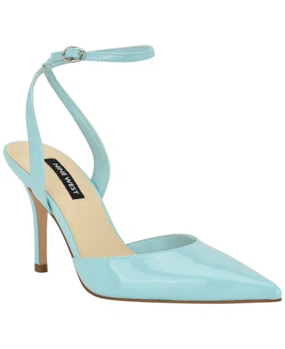 Nine West Grana Ankle Strap Pointed Toe Pump In Blue
