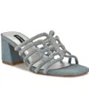 Nine West Grassa Slide Sandal In Light Blue Denim
