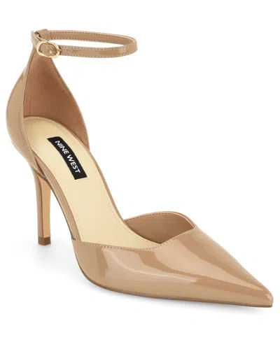 Nine West Women's Graysin Pointed Toe Dress Pumps In Medium Natural Patent