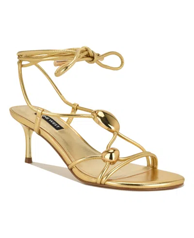 Nine West Women's Greska Tie-up Dress Sandals In Gold