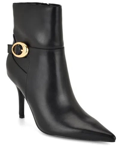 Nine West Gretzy Buckle Embellished Bootie In Black