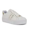 Nine West Gripes Platform Sneaker In White,gold