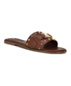 Nine West Women's Griyen Studded Flat Slide Sandals In Brown
