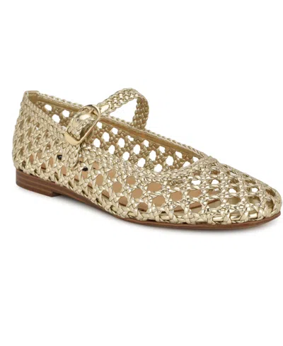 Nine West Women's Halie Square Toe Mary Jane Flats In Gold