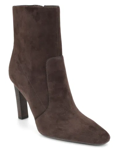 Nine West Women's Halla Snip Toe Block Heel Booties In Brown