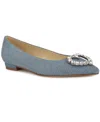 Nine West Women's Hearts Rhinestone Pointy Toe Flats In Blue Denim