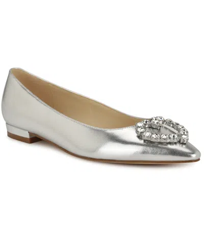 Nine West Women's Hearts Pointy Toe Dress Flats In Silver