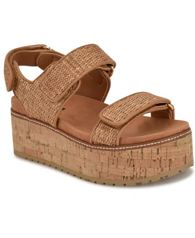 NINE WEST WOMEN'S HEAVIN WOVEN PLATFORM WEDGE SANDALS