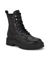 Nine West Women's Heidy Round Toe Lace-up Ankle Booties In Black,black Sequin