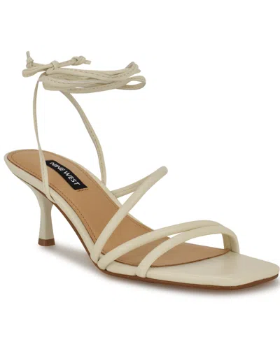 Nine West Women's Hendy Strappy Lace Up Dress Sandals In Cream