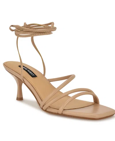 Nine West Women's Hendy Strappy Lace Up Dress Sandals In Light Natural