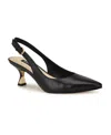 Nine West Veroni Womens Stretch Leather Slingback Heels In Black Leather