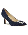 Nine West Women's Jaquee Pointy Toe Embellished Dress Pumps In Dark Blue Tweed Multi