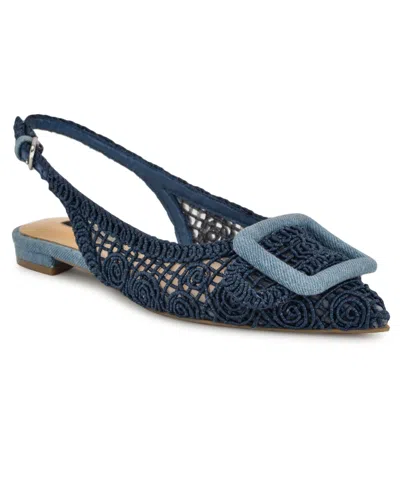 Nine West Women's Jasser Slip On Dress Mules In Light Blue