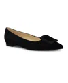 Nine West Jesike Womens Embellished Suede Ballet Flats In Black Suede