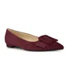 Nine West Jesike Pointed Toe Flat In Burgundy Suede