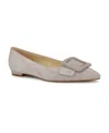 Nine West Jesike Womens Embellished Suede Ballet Flats In Light Grey Suede