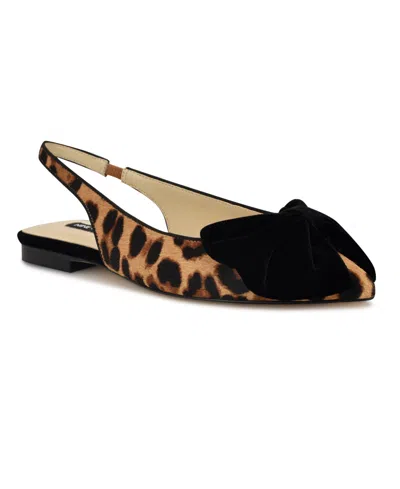 Nine West Women's Junnie Bow Slingback Dress Flats In Leopard