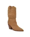 Nine West Kadon Pointed Toe Slouch Bootie In Cognac Suede