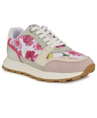 Nine West Women's Kalah Casual Lace-up Sneakers In Pink Tea Party Floral