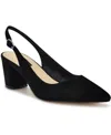 Nine West Women's Kamsee Block Heel Slingback Pumps In Black Suede