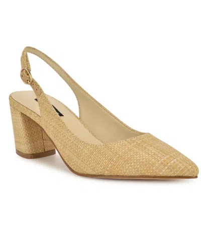 Nine West Women's Kamsee Block Heel Slingback Pumps In Light Natural