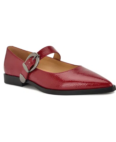 Nine West Women's Katrel Mary Jane Pointy Toe Flats In Red